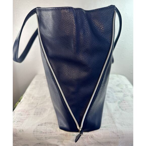 Kenneth Cole Reaction Navy Purse Lock And Zip Sides - Picture 3 of 11